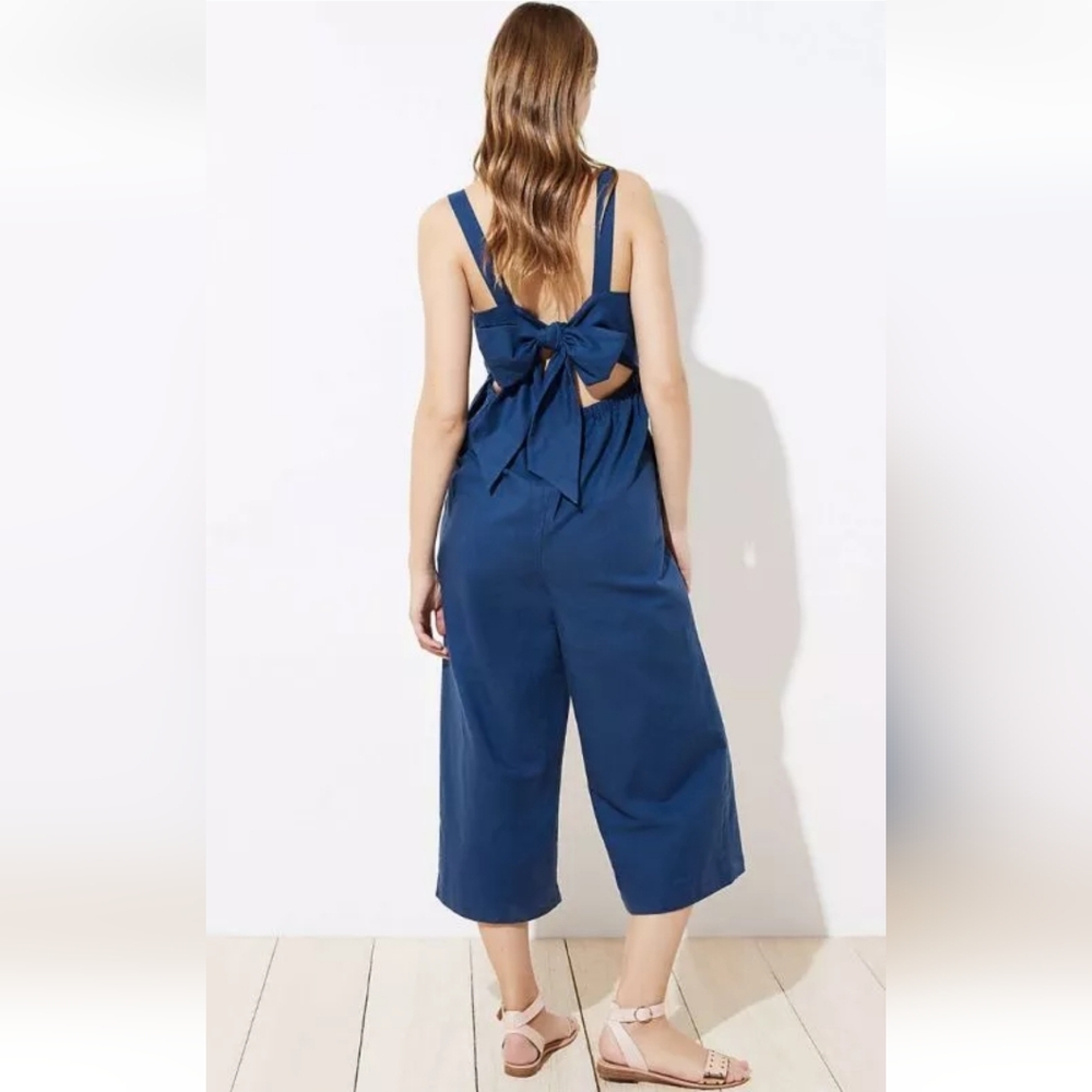 LOFT Navy Blue Tie-Back Jumpsuit